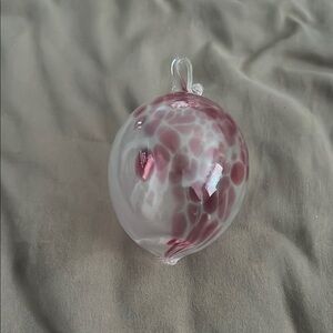 Pink and White Glass Ornament